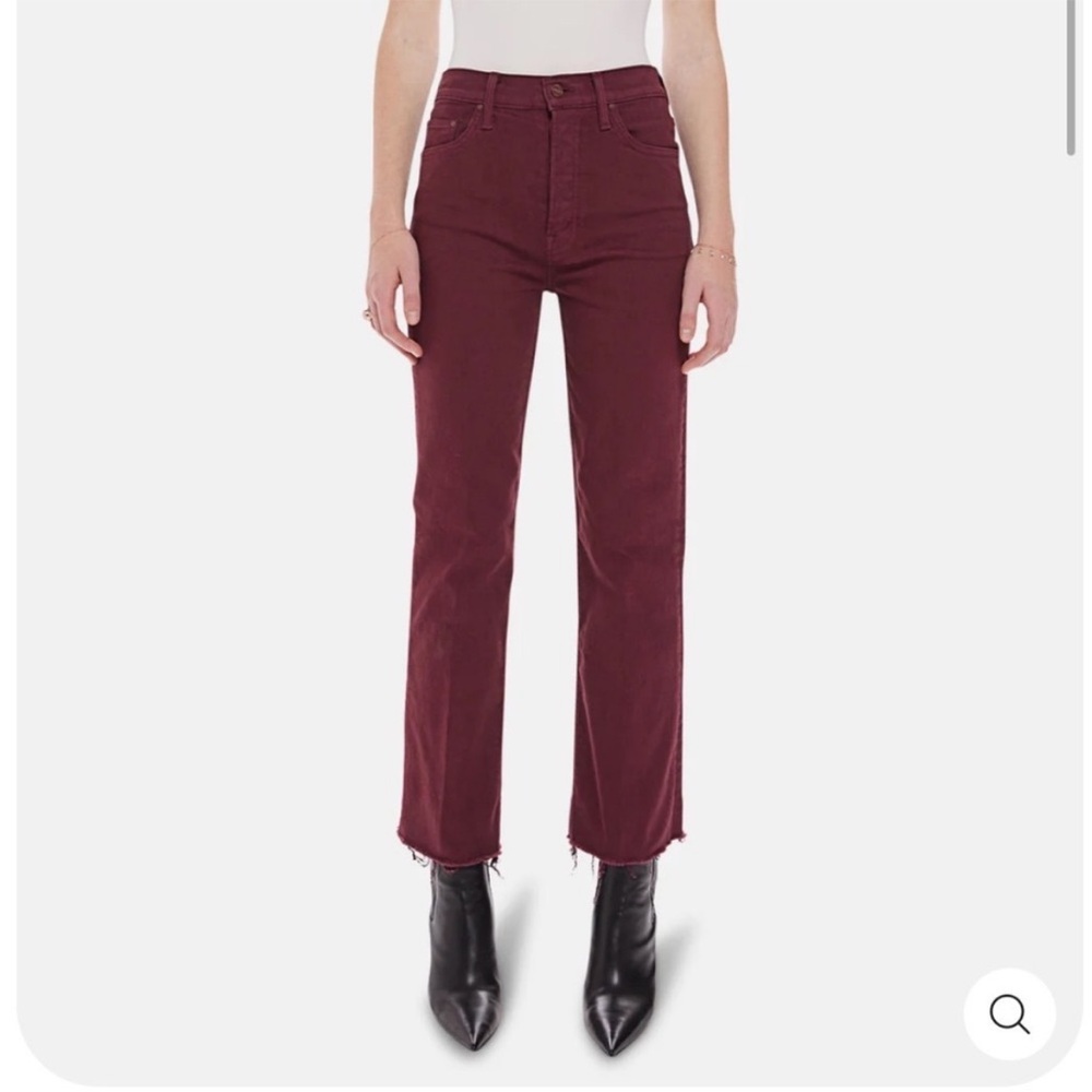 MOTHER The Tripper Ankle Fray Jeans in Burgundy
